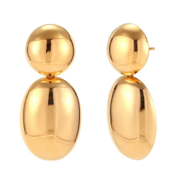 Steel Earrings Oval Earrings - 42mm - Gold Color and Silver Color
