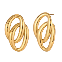 Steel Earrings Steel Earrings - 30 mm - Oval - Gold Color and Silver Color