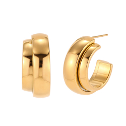 Steel Earrings Steel Earrings - Double Hoop - 24 mm - Gold Color and Silver Color