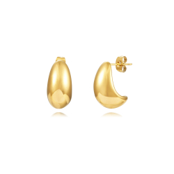 Pendiente Acero Liso Pendientes Acero Curve - 19 mm - Color Oro y Acero