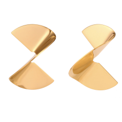 Steel Earrings Steel Earrings - Spiral 40mm - Gold Color and Steel