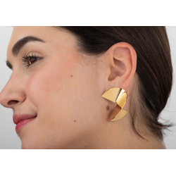 Steel Earrings Steel Earrings - Spiral 40mm - Gold Color and Steel