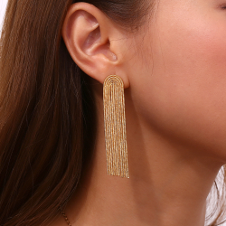 Steel Earrings Steel Earrings - Snake Chains 67mm - Gold Color y Steel