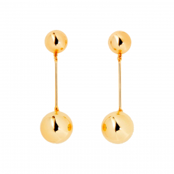 Steel Earrings Steel Earring - Hanging Ball - 73 mm - Gold Color and Steel Color