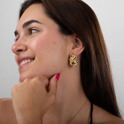 Pendiente Acero Liso Pendientes Acero - Martillado Irregulares  - 31,50mm - Color Oro y Color Plata