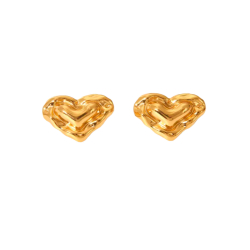 Pendiente Acero Liso Pendiente Acero - Corazón Martillado - 22 mm - Color Oro y Color Plata