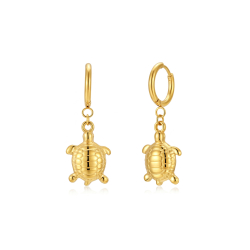 Pendiente Acero Liso Pendientes Acero Liso - Aro 14 MM - Tortugas  20 MM - Color Oro y Acero