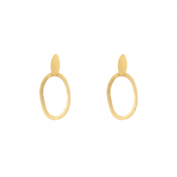  Boucles d'oreilles Bronze mat - Ovale 38*18mm - Plaqué or