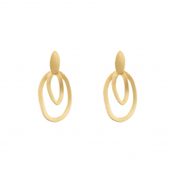 Bronze Earrings Matte Bronze Earrings - Oval 38*18mm - Gold Plated