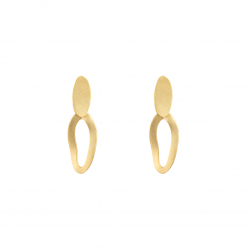  Boucles d'oreilles Bronze mat - Ovale 38*12mm - Plaqué or