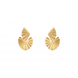  Boucles d'oreilles Bronze mat - Feuilles 30*19mm - Plaqué or