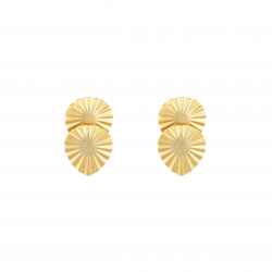  Matte Bronze Earrings - 2 Leaves 30*19mm - Gold Plated