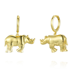 Bronze Earrings Rhino Hoop Earrings - 24mm - Bronze - Gold Plated
