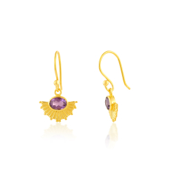 Pendiente Bronce Mineral Pendientes Minerales - Abanico 27mm - Bañado Oro