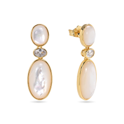 Pendiente Bronce Mineral Pendientes Ovulado Mineral - Circonita - 38 mm- Bañado Oro