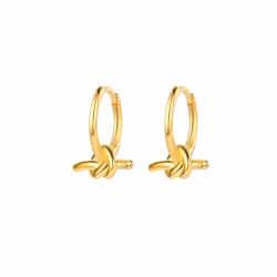  Hoop Earrings - Knot 10mm Gold Plated and Rhodium Silver