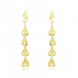 Silver Earrings Flower Buds Earrings 48 mm - Gold plated and Rhodium Silver