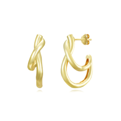 Pendiente Plata Lisa Pendientes Plata Lisa - Ola 30*22 mm  - Bañado Oro Y Plata Rodiada