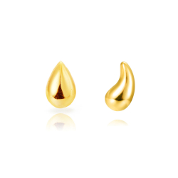 Pendiente Plata Lisa Pendiente  - Lágrima 3 mm - Color Oro