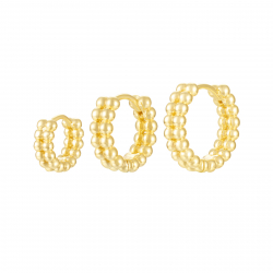  Hoop Beads Earrings - 4mm - Gold Plated and Rhodium Silver