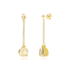 Pendiente Plata Lisa Pendientes Pétalo - 40 mm - Bañado Oro y Plata Rodiada