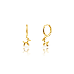 Pendiente Plata Lisa Pendientes Perro Globo - Aro 11mm - Bañado Oro y Plata Rodiada