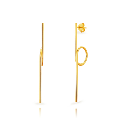 Pendiente Plata Lisa Pendientes Palo - 60 mm- Bañado en Oro y Plata Rodiada
