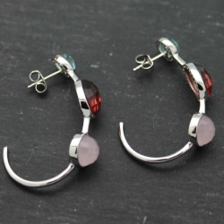 Boucles D'Oreilles Argent Minéral Pendiente Mineral 11mm