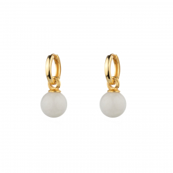 Silver Stone Earrings Ball Earrings - Mineral 10mm - Gold Plated