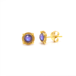 Pendiente Plata Mineral Pendientes Mineral - Redondo 9mm - Bañado Oro y Plata