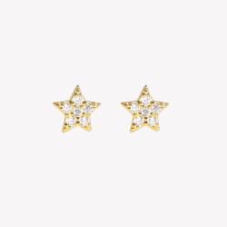 Pendiente Plata Circonita Pendientes Estrella - 7mm Circonita -  Bañado Oro
