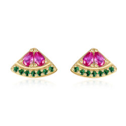 Pendiente Plata Circonita Pendientes Sandilla - Circonita Multi - 9 * 6 mm - Plata Bañado Oro