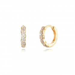  Zirconia Earrings - Hoop 11 mm - Gold Plated and Rhodium Silver