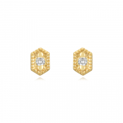 Silver Zircon Earrings Zirconia Earrings - 6*4mm Gold Plated and Rhodium
