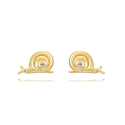  Snail  Earrings - Zircon 9,5*6mm - Gold Plated and Rhodium Silver