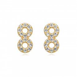 Silver Zircon Earrings 2  circles Zircon - Earring - 8 mm - Gold Plated and Rhodium Silver