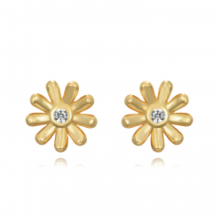 Ohrringe Silber Zirkonia Blumenohrringe – Zirkon – 7 mm – vergoldet und rhodiniertes Silber