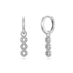 Silver Zircon Earrings Hoop Earrings - Zirocnia 15,50mm - Gold Plated and Rhodium Silver