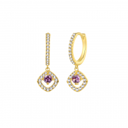Silver Zircon Earrings Zirconia Square Earrings - 13mm  - Gold Plated and Rhodium Silver
