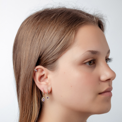 Ohrringe Silber Zirkonia Zirkonia-Quadratischer Ohrring - 13 mm - Vergoldet und Rhodiniertes Silber