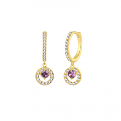Silver Zircon Earrings Zirconia Round Earrings - 13mm  - Gold Plated and Rhodium Silver