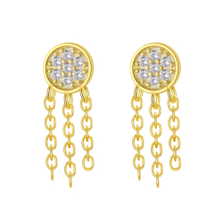  Pendientes Circulo - Circonita 5mm-  Bañado Oro y Plata Rodiada