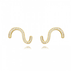  Pendientes Ola - 17*9 mm - Circonita - Bañado oro y Plata Rodiada