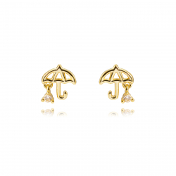 Ohrringe Silber Zirkonia Regenschirm Earrings 6 mm - Zirconia - Gold plated a Silver Rhodium