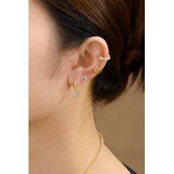 Silver Zircon Earrings Circle Hoop Earrings - Zirconia - 12 mm - Gold Plated