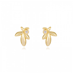 Silver Zircon Earrings Zirconia Earrings - Leaves 7*5 mm - Gold Plated y Rhodium Silver