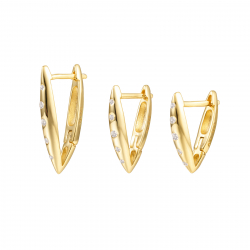  Triangle Earrings - 7mm - Zirconia - Gold Plated and Rhodium-Plated Silver