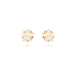 Pendiente Plata Circonita Pendientes Circonita - Estrella 4mm - Bañado Oro y Plata Rodiada