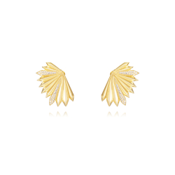 Boucles D'Oreilles Argent Zircone Boucles d'oreilles flash avec  - 19 mm- Zirconia blanc - plaqué or