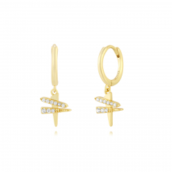 Silver Zircon Earrings Zirconia Hoop Earrings - 12*10mm - Gold Plated and